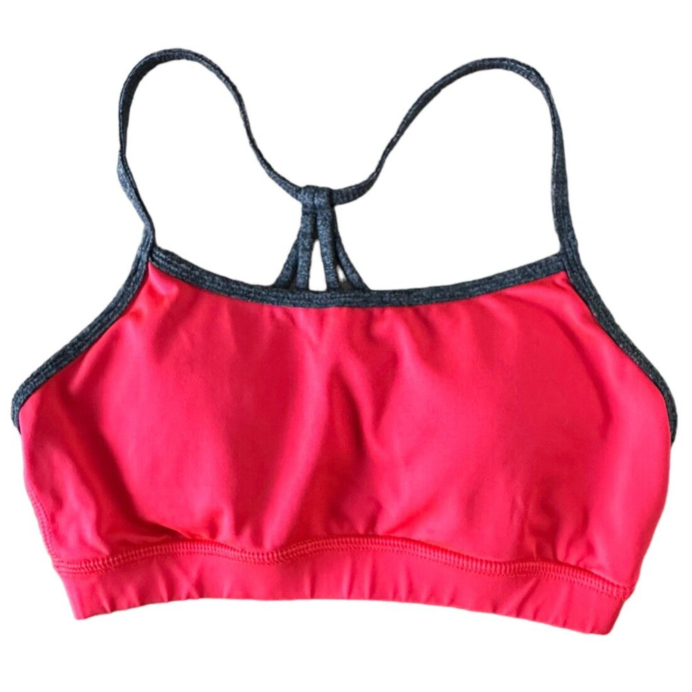 Women's Padded Sports Bra Strappy Racerback Size XS Neon Pink